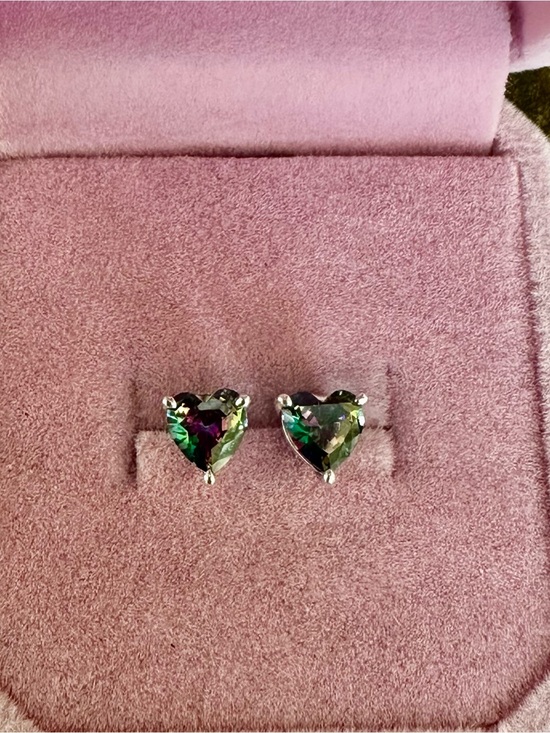 Jewelry - Heart-Shaped Mystic Topaz Stud Earrings